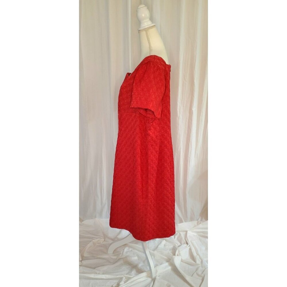 Adrianna Papell Puff Sleeve Textured Women's 18W Knee Length Dress Feminine - Picture 7 of 12